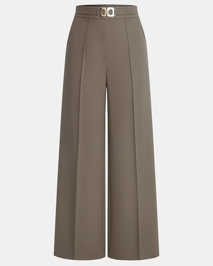 "Gold Buckle" High-Waisted Wide-Leg Trousers