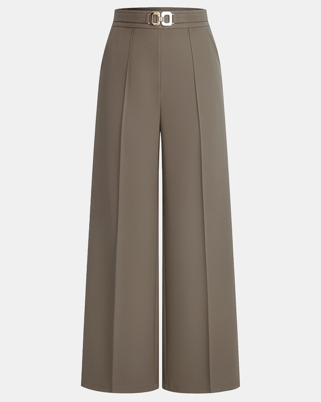 "Gold Buckle" High-Waisted Wide-Leg Trousers