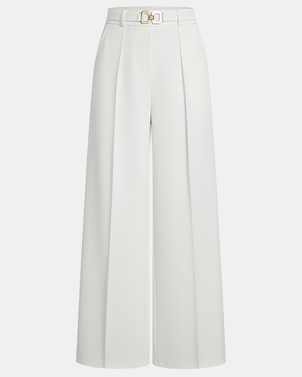 "Gold Buckle" High-Waisted Wide-Leg Trousers