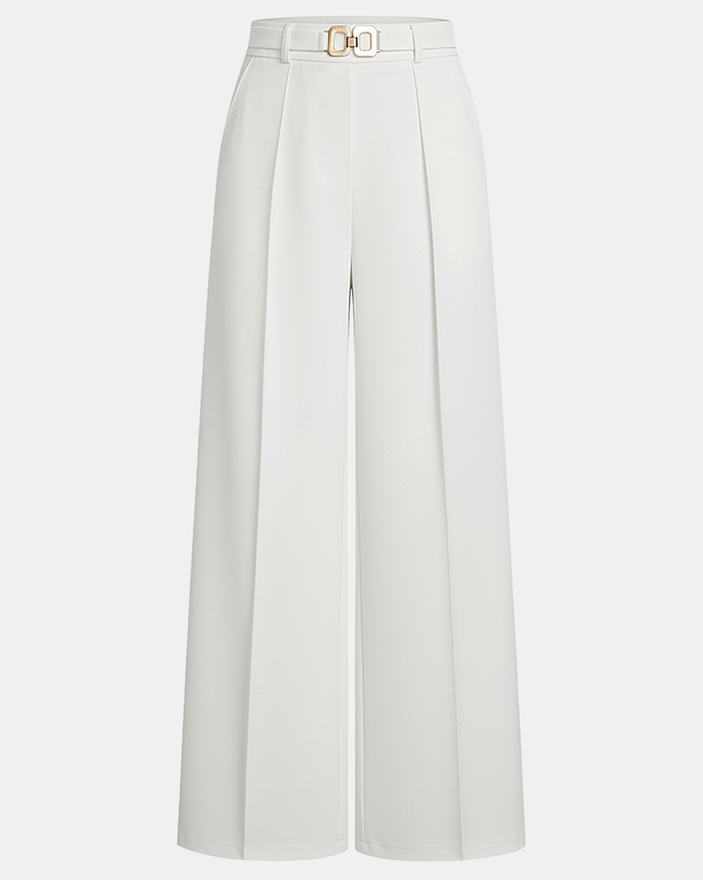 "Gold Buckle" High-Waisted Wide-Leg Trousers