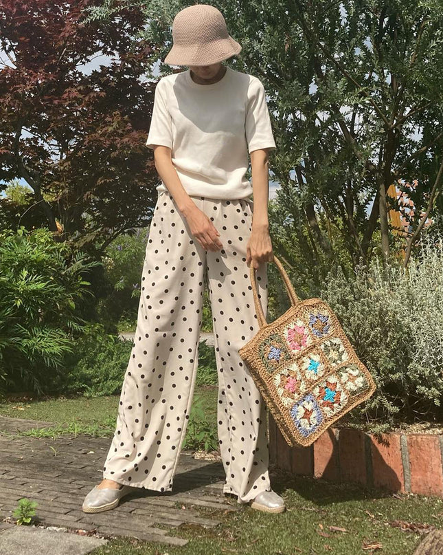 Colored Flower Woven Straw Bag