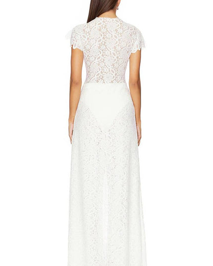 Lace Long-sleeved Top And Wide-leg Pants Set（Headscarf Not Included）