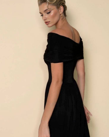 Off-shoulder Tulle Splicing Maxi Dress