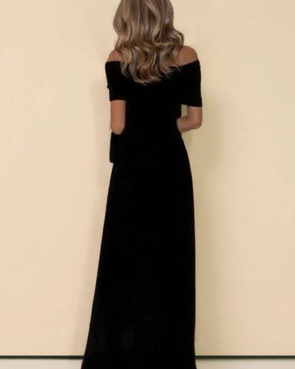 Off-shoulder Tulle Splicing Maxi Dress