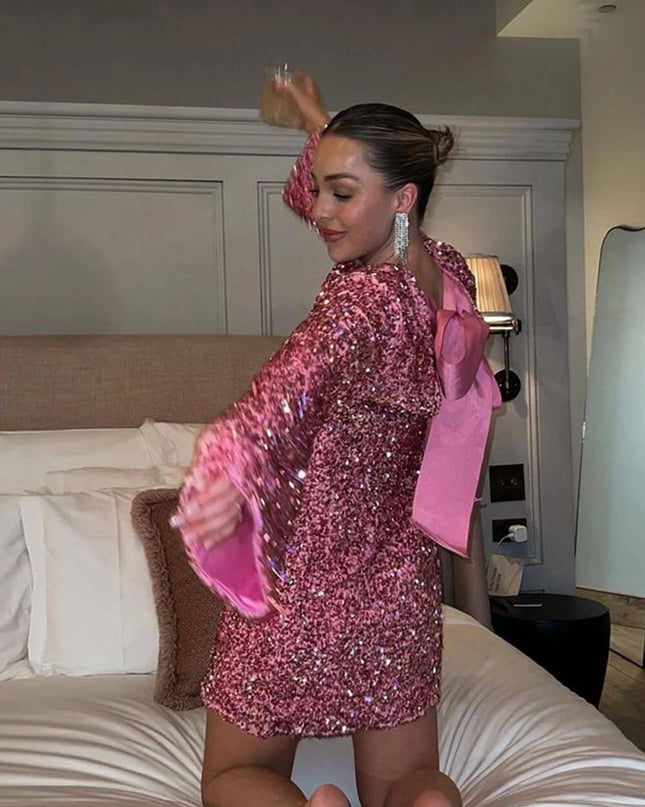 Sequined Tie-back Dress