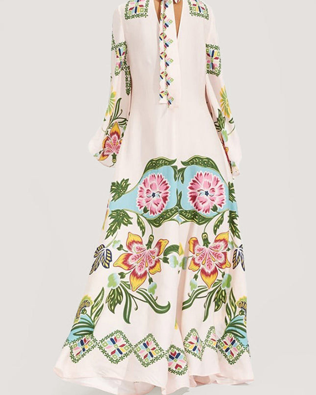 Floral Print Bohemian Long Sleeve Maxi Dress2