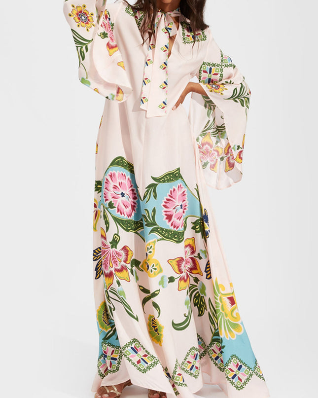 Floral Print Bohemian Long Sleeve Maxi Dress3