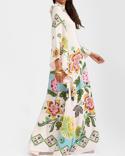 Floral Print Bohemian Long Sleeve Maxi Dress5