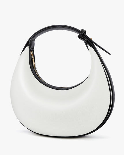 Trendy Contrast Color Crescent-shaped Handbag