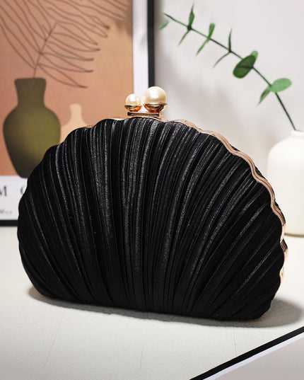Shell Evening Bag Pleated Clutch