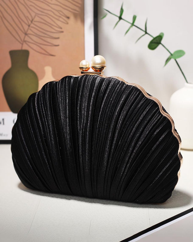 Shell Evening Bag Pleated Clutch