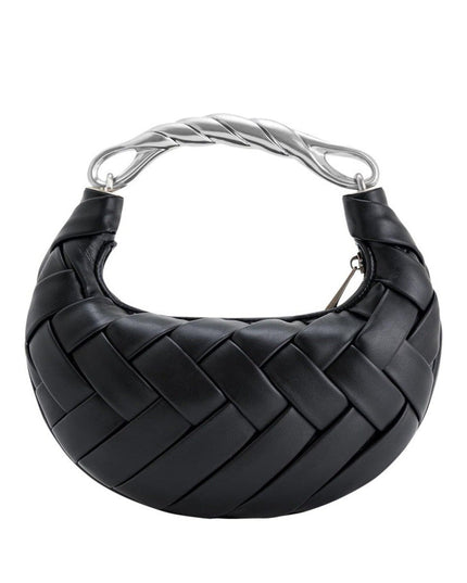 Exquisite Metal Handle Woven Shoulder Bag