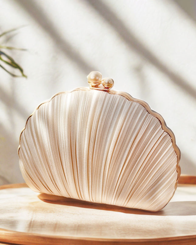 Shell Evening Bag Pleated Clutch