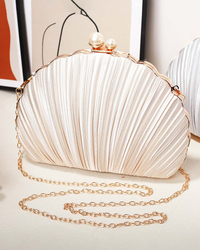 Shell Evening Bag Pleated Clutch