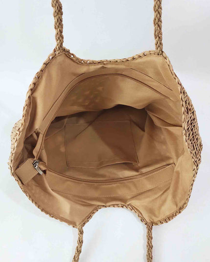 Beach Hollow Woven Straw Handbag