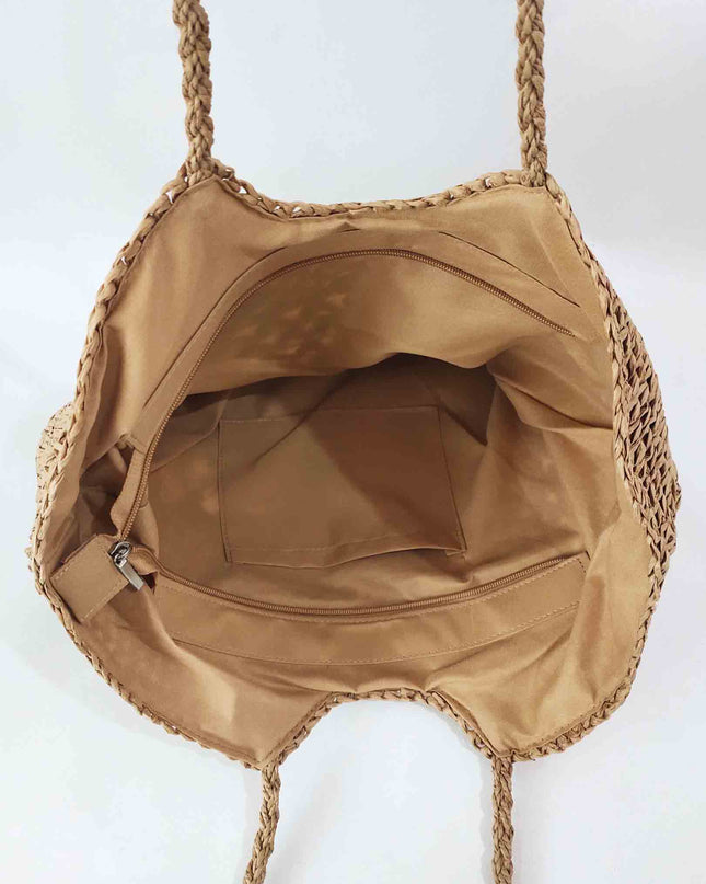Beach Hollow Woven Straw Handbag