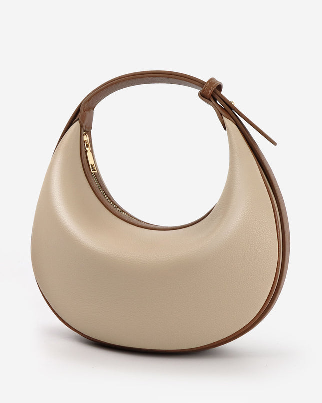Trendy Contrast Color Crescent-shaped Handbag