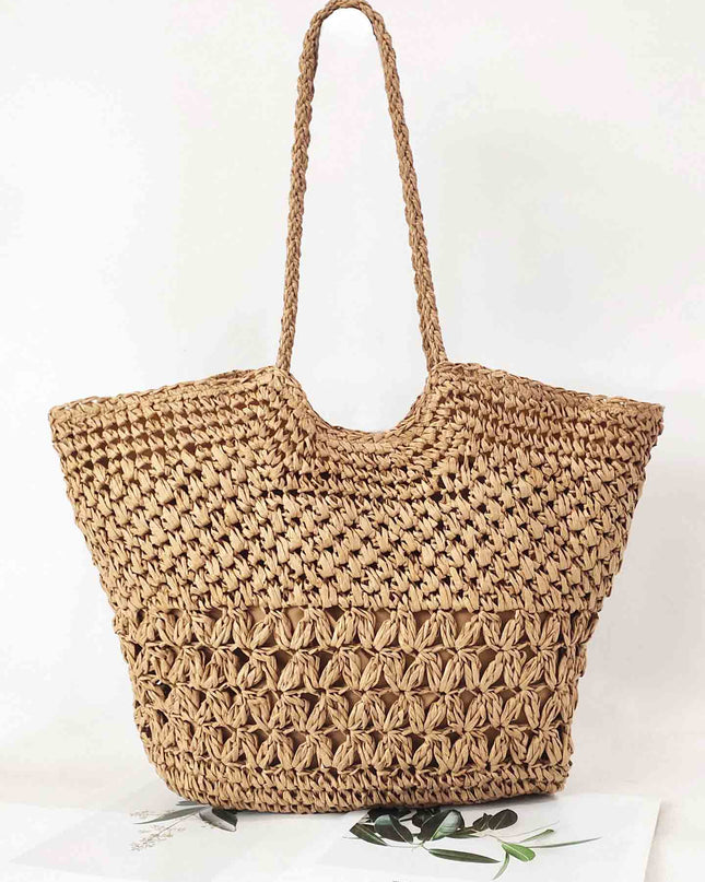 Beach Hollow Woven Straw Handbag