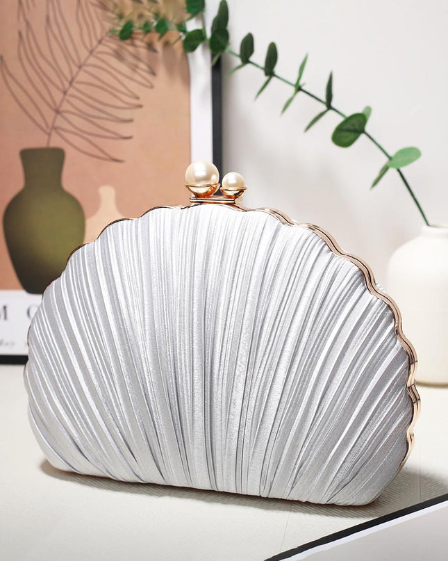 Shell Evening Bag Pleated Clutch