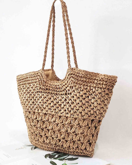 Beach Hollow Woven Straw Handbag
