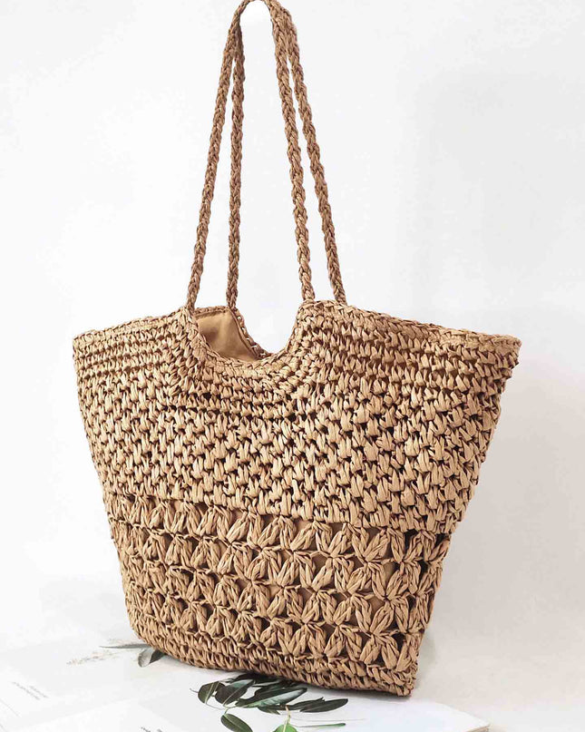 Beach Hollow Woven Straw Handbag