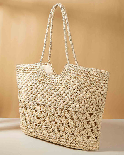 Beach Hollow Woven Straw Handbag
