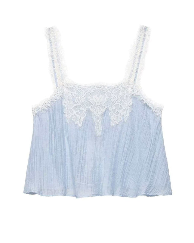 Lace Trim Pleated Cami Top & Midi Skirt Two-Piece Set