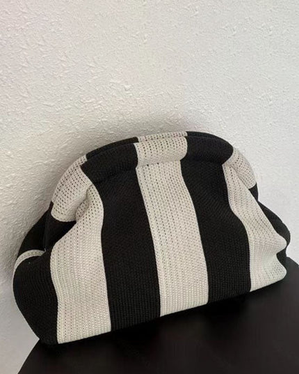 Knitted Striped Contrast Cloud Bag