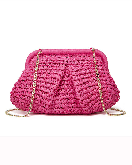 Cloud Dumpling Straw Crossbody Clutch