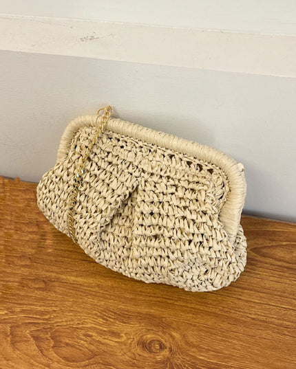 Straw Niche Design Chain Shoulder Crossbody Clutch Bag