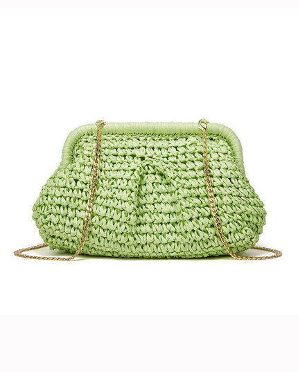 Cloud Dumpling Straw Crossbody Clutch