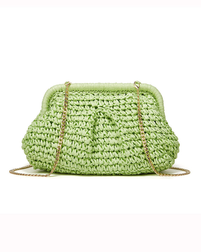 Cloud Dumpling Straw Crossbody Clutch