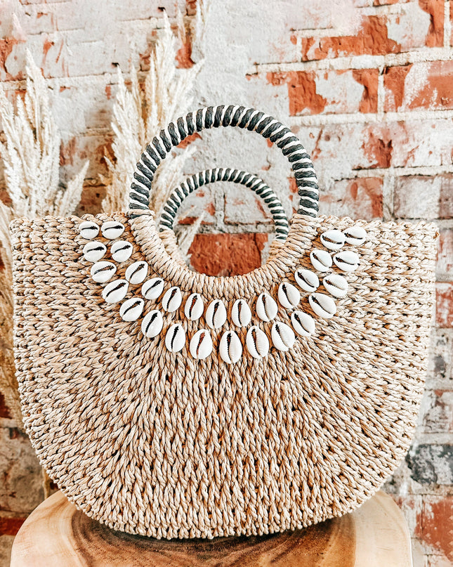Shell Decor Straw Bag