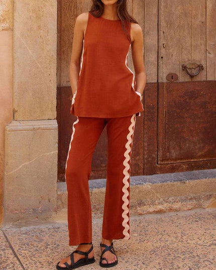 "Desert Wave" Black Wavy Stripe Two-Piece Set