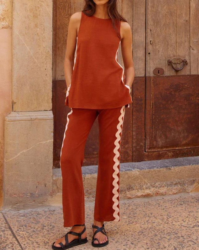 "Desert Wave" Black Wavy Stripe Two-Piece Set