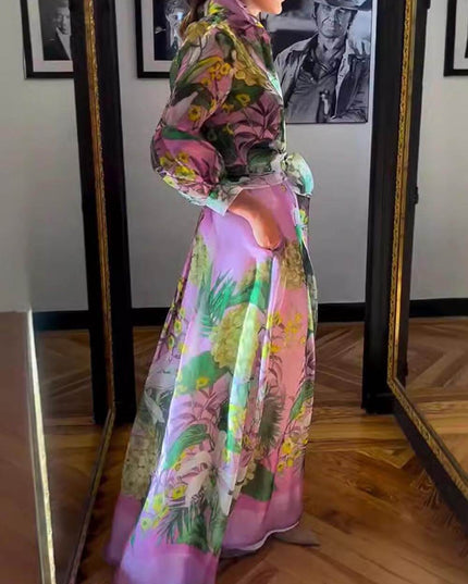 Vibrant Floral Breeze Shirt Dresses Blue Shirt Mini Dress