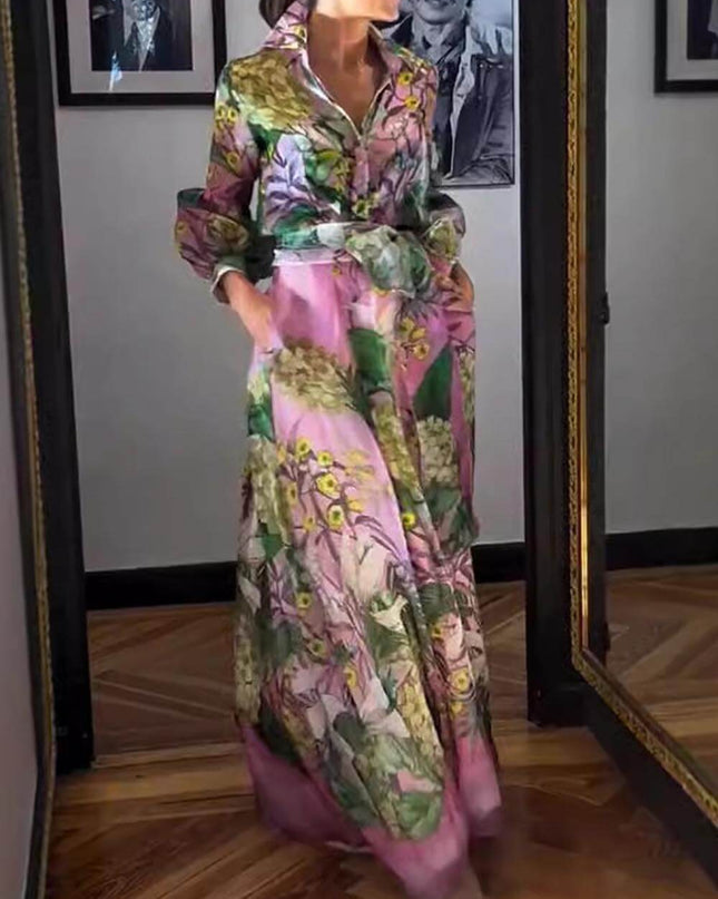 Vibrant Floral Breeze Shirt Dresses Pink Shirt