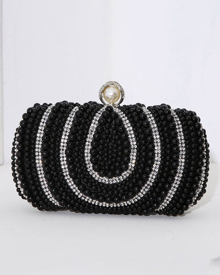 Vintage Ladies Pearl Evening Bag Handmade Beaded Embroidery Bag