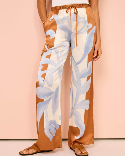 "Watercolor Bloom" Satin Abstract Print Two-Piece Set