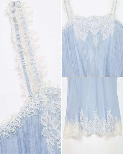 Lace Trim Pleated Cami Top & Midi Skirt Two-Piece Set