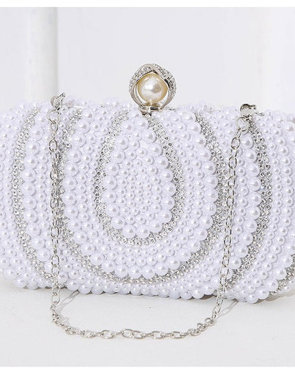 Vintage Ladies Pearl Evening Bag Handmade Beaded Embroidery Bag